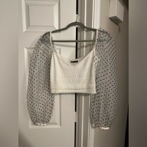 Zara Polka Dot Puff Sleeve Blouse